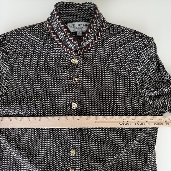 St John Skirt Jacket Suit 4 and 6 Brown Textured Knit Career Elegant Military - Picture 12 of 15